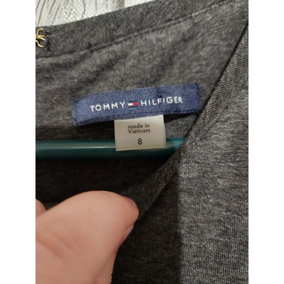 Tommy Hilfiger Dress Size 8 Midi Dark Gray Long Sleeve Zip Soft Zip Stretch - Picture 6 of 9